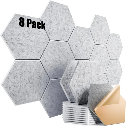 Vista 14 de Paquete de 12 paneles acústicos autoadhesivos de 12 x 10 x 0.4 pulgadas, paneles de espuma a prueba de sonido con alta densidad, elegante diseño