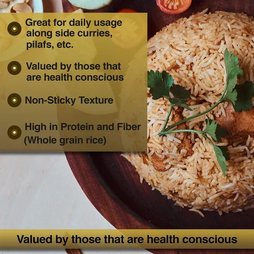 Vista 7 de TAJ Gourmet - Arroz basmati marrón, envejecido naturalmente, 10 libras