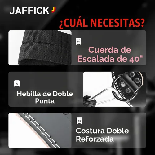 Vista 6 de Jaffick Cinturón de cuero para levantamiento de pesas y cinturón de inmersión 2 en 1 con cuerda para levantamiento de pesas, gimnasio, levantamiento