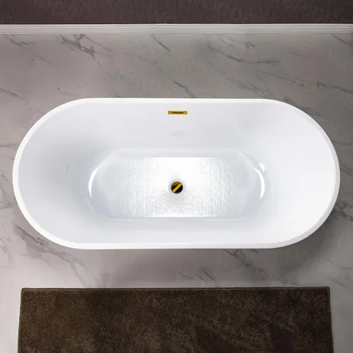 Vista 10 de WOODBRIDGE B0013 -BG-Drain &O - Bañera de acrílico independiente de 67 pulgadas con desbordamiento y drenaje de oro cepillado, B0013 -BG-Drain &O