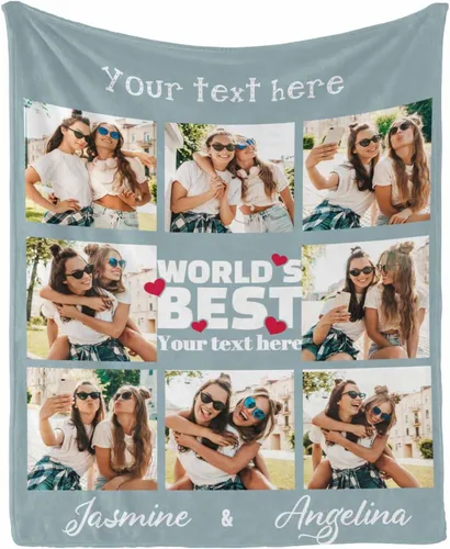 Vista 23 de InterestPrint Manta personalizada con texto y fotos, collage, regalo personalizado para cumpleaños, aniversario, boda, regalo personalizado
