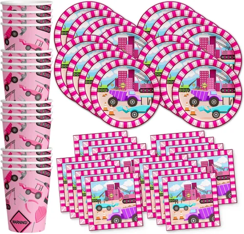 Vista 18 de Juego de suministros para fiesta de cumpleaños de motociclistas, platos, servilletas, vasos, vajilla para 16