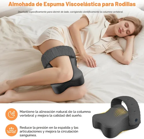Vista 3 de Almohada de rodilla para dormir de lado, almohada de piernas para dormir de lado, alivio del dolor de ciática, cadera con espuma viscoelástica