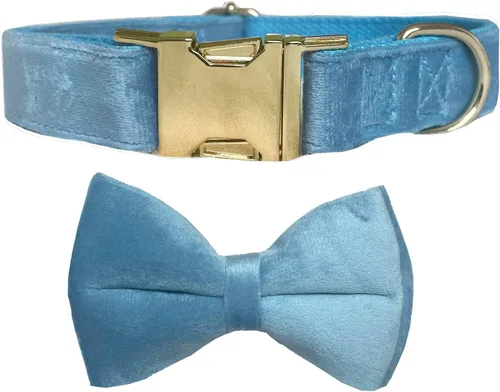 Vista 20 de Love Dream Collar de perro Bowtie de terciopelo, con hebilla de metal desmontable, suave, cómodo, ajustable, para perros pequeños, medianos