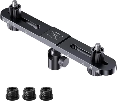 Vista 9 de Barra de micrófono estéreo, barra de montaje de micrófono doble ajustable, soporte de micrófono doble universal para soporte, barra de micrófono