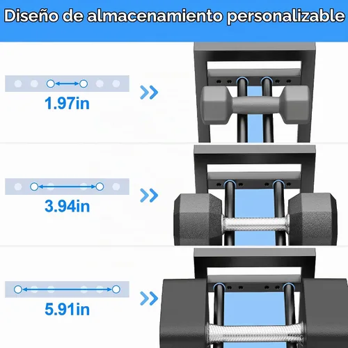 Vista 3 de Soporte ajustable para mancuernas de 3 niveles, soporte de almacenamiento de pesas de alta resistencia de 450 libras para mancuernas, estante