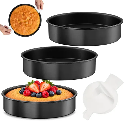 Vista 9 de RFAQK - Moldes para pasteles de 6 pulgadas, 3 moldes redondos para pasteles con 120 piezas de papel pergamino