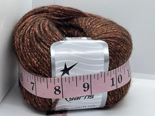 Vista 2 de Copper Brown Night Star - Hilo metálico de mezcla de lana de cadena de peso DK, 1.76 oz (1.75 onzas) 656.2 ft (218 yardas)