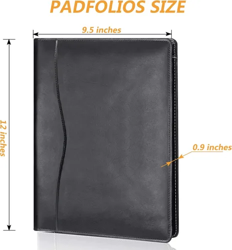 Vista 2 de Carpeta Portafolio de Cuero con Almohadilla, Organizador de Negocios Portafolio Planificador de Documentos Carpeta con Bolsillo de Almacenamiento
