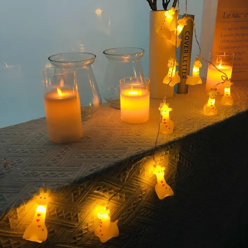 Vista 2 de Guirnalda de luces de jirafa que funcionan con pilas, luces de noche de animales, luces de hadas para decoración de dormitorio de niños, cumpleaños