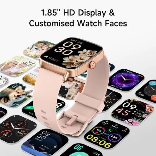 Vista 7 de Reloj inteligente para mujer, reloj inteligente HD de 1.85 pulgadas, compatible con iPhone/Samsung/Android (respuesta/hacer llamadas), más de 100
