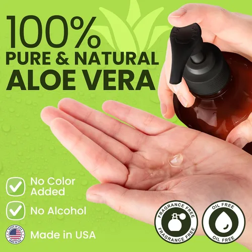 Vista 3 de Gel orgánico de Aloe Vera: gel 100% puro de Aloe con miel de Manuka. Cuidado facial y del cuerpo después del sol. Gel de hoja de Aloe