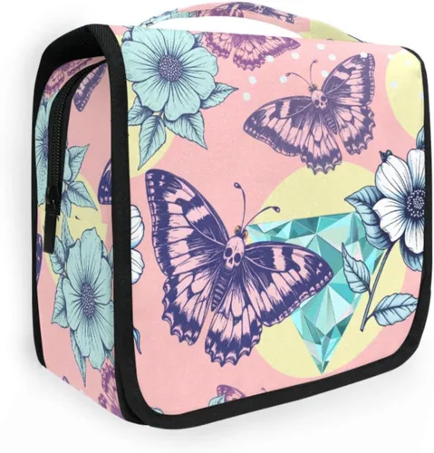 Vista 18 de MNSRUU Hanging Toiletry Bag Bats Satellites Skulls and Trees Travel Makeup bag for Toiletries Portable Travel Toiletry Organizer Cosmetic Bags with