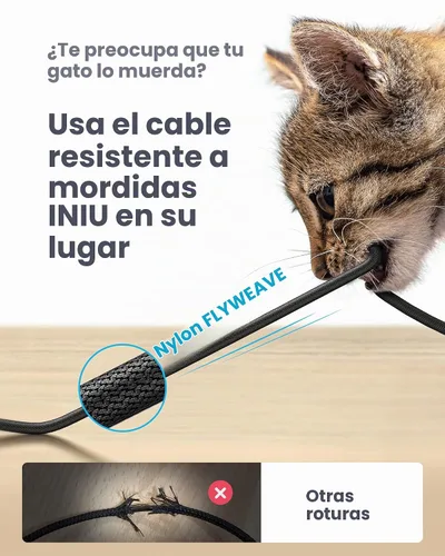 Vista 5 de INIU Cable USB C, [6 unidades de 1.6/6.6/6.6 pies] 3.1A QC3.0 tipo C cargador de carga rápida, cables de carga USBC de nailon duradero para Samsung