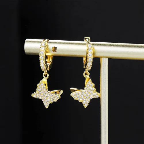 Vista 3 de TKMIRA Aretes de cruz para hombres y mujeres, chapados en oro de 14 quilates, hipoalergénicos, aretes de aro de circonita cúbica
