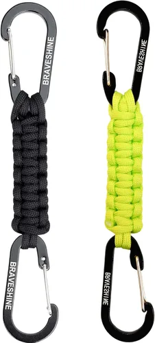 Vista 20 de BRAVESHINE Mosquetón de llavero con clip de paracord, gancho de anillo en D para lanyard, colgador para cochecito, llavero para botella de agua