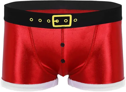 Vista 3 de YiZYiF Tangas de Navidad para hombre, tangas de franela de Papá Noel y Navidad