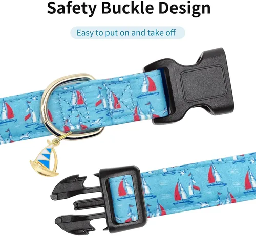 Vista 3 de Collares de perro personalizados, collares ajustables para cachorros con hebilla de seguridad para perros pequeños, medianos y grandes, collar