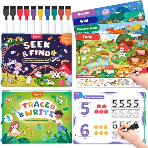 Vista 10 de JoyCat Actividades de Aprendizaje Preescolar 48 Páginas Reutilizables, Práctica de Escritura a Mano para Niños Pequeños, Libros de Trabajo