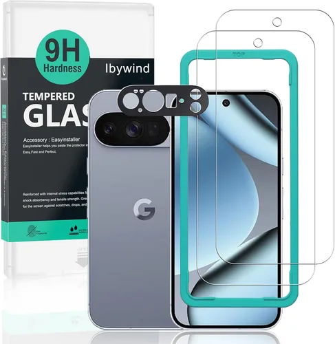 Vista 11 de Ibywind Protector de pantalla para Google Pixel 10 Pro XL 5G de 6.8 pulgadas (paquete de 2), vidrio templado de dureza 9H, con 1 protector de lente