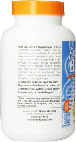 Vista 2 de Doctor's Best Magnesio de alta absorción (100 mg elemental) - 240 unidades (paquete de 3)