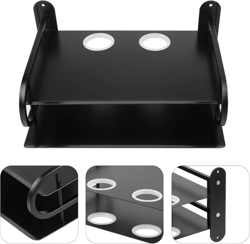 Vista 4 de Z-Color Caja de almacenamiento de enrutador WiFi inalámbrico doble de metal negro/caja de TV Estante de pared para colgar en la pared Soporte