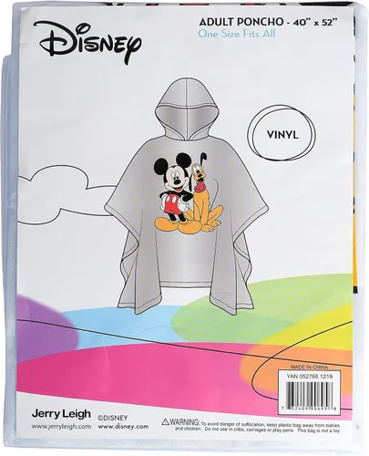 Vista 4 de Disney Mickey Mouse - Poncho de lluvia con capucha, estampado unisex para adultos