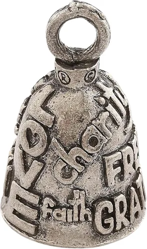 Vista 11 de Guardian Bell Campana de buena suerte con llavero y bolsa de regalo de terciopelo negro Campana de motocicleta Peltre sin plomo Hecho