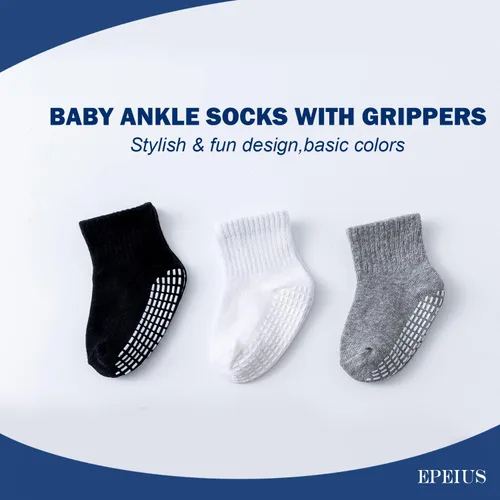 Vista 7 de EPEIUS Calcetines antideslizantes unisex para bebés y niños juego de 6
