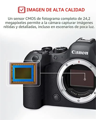 Vista 3 de Canon EOS R6 Mark II Cámara sin espejo con lente RF24-105mm F4-7.1 is STM, cámara híbrida de fotograma completo, sensor CMOS de 24.2 megapíxeles