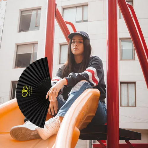 Vista 7 de Ventiladores personalizados de mano personalizados, ventilador plegable de mano, ventilador chino de tela oriental para graduación de baile