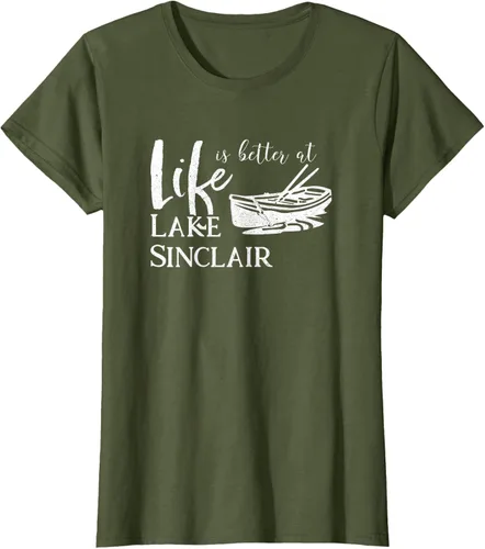Vista 80 de Life is Better at Lake Sinclair Georgia Camiseta Negro
