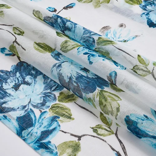 Vista 8 de FOLKSIDE - Cortinas florales azules, 63 pulgadas de largo, juego de 2 paneles, bolsillo para barra, cortinas florales semitransparentes