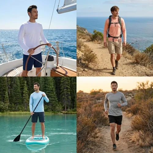 Vista 6 de INGEAR Mens UPF 50+ Long Sleeve Sun Shirt Quick-Dry UV Protection Rash Guard for Fishing, Hiking Swimming & Outdoor Sports