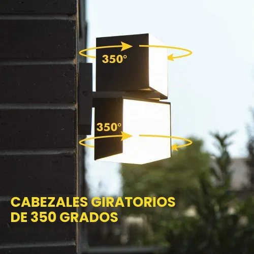 Vista 2 de LUTEC Cuba 3000K 1100LM LED Integrado Porche Pared Luz Exterior e Interior Dormitorio LED Pared Farol Sconce-Negro