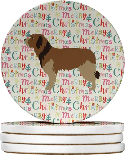 Vista 25 de AIDI Atlas Mountain Dog Merry Christmas - Posavasos grandes de piedra arenisca, paquete de 4