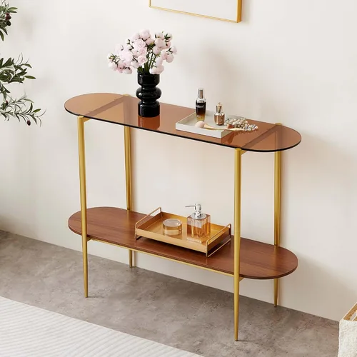 Vista 15 de LumFurn Mesa auxiliar redonda de cristal, mesa de sofá de diseño moderno de mediados de siglo para sala de estar, 18 pulgadas de diámetro x 23
