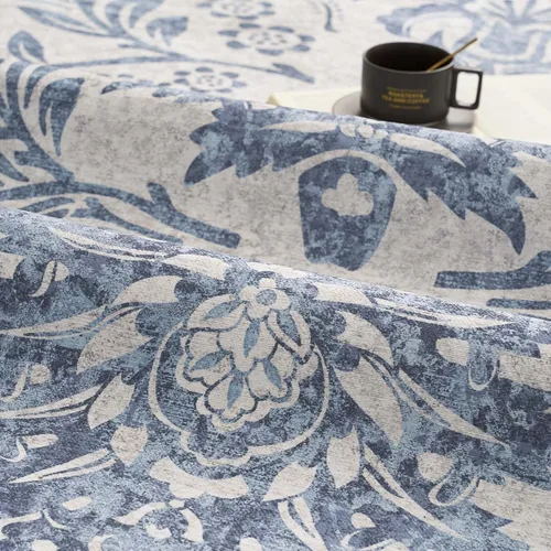 Vista 38 de jinchan Lima - Alfombra simétrica floral geométrica lavable, alfombra de entrada de medio círculo de 2 x 3, alfombra de media luna, suave y Azul