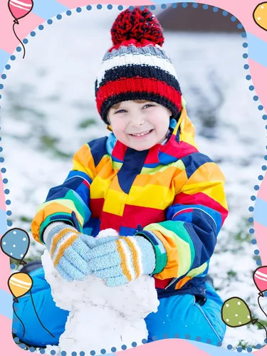 Vista 2 de SATINIOR 5 pares de guantes de dedos completos para niños, guantes de punto cálidos guantes de invierno para niños pequeños y niñas, suministros