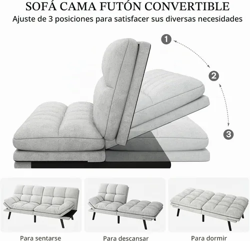 Vista 8 de YITAHOME Convertible Futon Sofa Bed,70" Folding Futon Couch