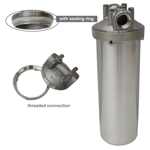 Vista 4 de TECHTONGDA Carcasa de filtro para sistema de filtración de agua Acero inoxidable 1/2 pulgada NPT para cartucho de filtro largo de 10 pulgadas 72psi