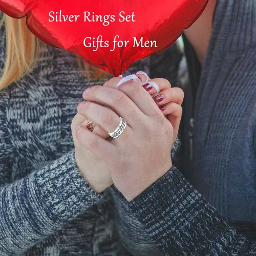Vista 3 de Ronglry 4 anillos giratorios de acero inoxidable de titanio para mujeres y hombres, anillos negros para el estrés y la ansiedad para anillos