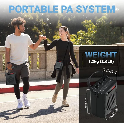 Vista 5 de Amplificador de voz Micrófono inalámbrico/micrófono de mano con 4 efectos de sonido S95 Rechargeable Portable Microphone and Speaker Set Wireless