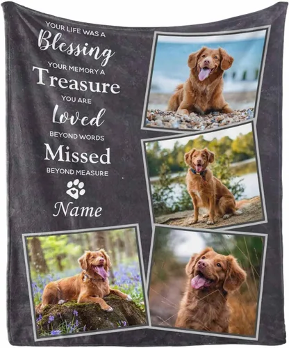 Vista 10 de in Loving Memory of Dog - Manta de memoria personalizada de collage de fotos de mascotas, manta suave y manta de 30 x 40 pulgadas, regalo