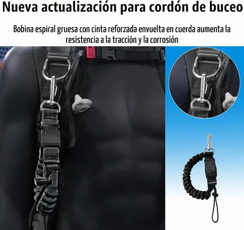 Vista 3 de nitescuba Buceo Spring Clip Lanyard Anti-perdida Lanyard con hebilla de liberación rápida para deportes al aire libre Negro