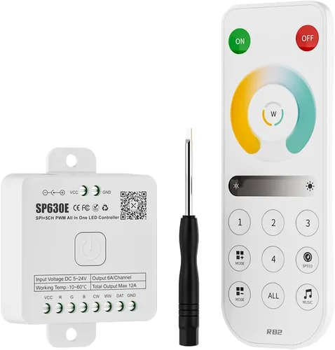 Vista 10 de BTF-LIGHTING RB3 2.4G Mando a distancia inalámbrico táctil RF para tira de luces LED RGB RGBW de persecución SPI, control de 4 zonas compatible