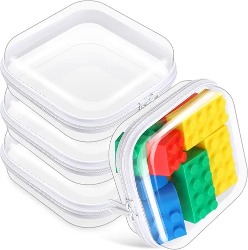 Vista 25 de Hoolerry 4 piezas de estuches rígidos transparentes con cremallera, bolsas de maquillaje, estuche de plástico para lápices, contenedores de caja