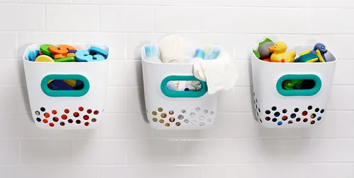 Vista 12 de OXO Tot. Papelera de juguete para baño, color verde azulado