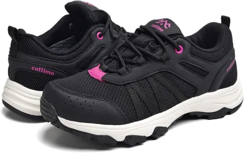 Vista 3 de COTTIMO Zapatos de senderismo para mujer, antideslizantes, zapatos impermeables para mujer, zapatos de trabajo al aire libre, con cordones, ligeros