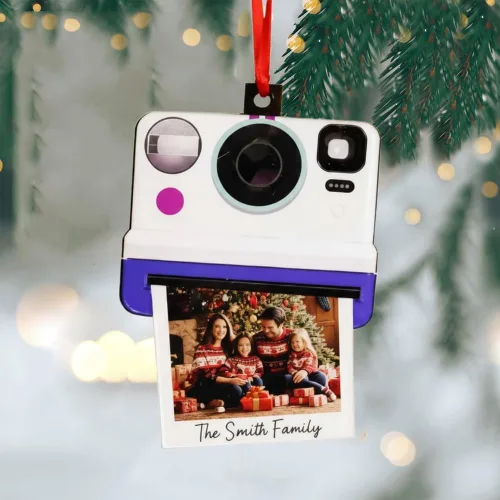 Vista 7 de Adorno de fotógrafo personalizado 2025, adorno de cámara con nombre, decoración de árbol para amantes de la fotografía, recuerdo único de vacaciones